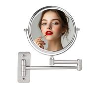 OVENTE Specchio da trucco da parete da 17,8 cm con ingrandimento 1X/7X, specchio rotondo con ingrandimento a doppio lato, design girevole a 360°, braccio estensibile e pieghevole, bronzo anticato