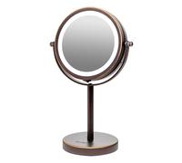 Ovente Lighted Vanity Mirror da 6 pollici Tabella Top 1x 7x LED di ingrandimento 360 regolabile a doppio lato rotazione personale per trucco personal