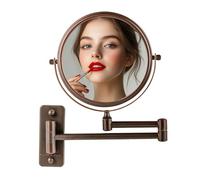 OVENTE Specchio da trucco da parete da 17,8 cm con ingrandimento 1X/7X, specchio rotondo con ingrandimento a doppio lato, design girevole a 360°, braccio estensibile e pieghevole, bronzo anticato