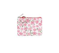 Oventure Mini Pouch in Cinquanta States Pink Peony Print - Custodia compatta in silicone con cerniera e moschettone per chiavi, carte e oggetti essenziali