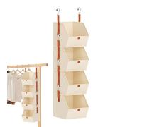 Over Door Organizer - Clothes Hanging Storage Rack, 10.24×12.2×47.24 Inch 4 Tier Hangable Closet Organizer for Apartment Renters, Sock Storage, Closet Shelf for Shoes, Bags, Socks, Towels, and Toys