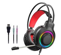 Over Ear Computer Cuffie con illuminazione RGB dinamica Microfoni con cancellazione del rumore da 40 mm, driver composito completamente chiuso, comoda fascia per il gioco durevole
