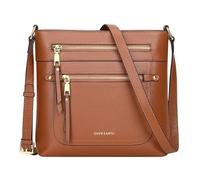 Over Earth Borse a tracolla da donna in pelle da donna con tasche multiple, Marrone, Small