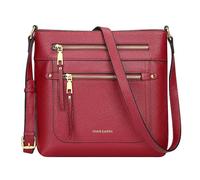 Over Earth Borse a tracolla da donna in pelle da donna con tasche multiple, Vino rosso, Small