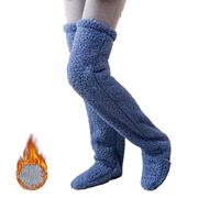 Over Knee High Fuzzy Socks,Over Knee Winter Furry Leg Warmers,2024 New Teddy Legs Long Socks,Warm Over Knee High Fuzzy Cozy Socks,Plush Slipper Socks for Winter Home Sleeping Socks (Dark Blue)