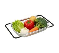 Over Sink Strainer - Handle Food Draining Basket, Over the Sink Strainer Tool with Expandable Design, Kitchen Colander Basket for Pasta Fruits Berries Tomatoes Grapes Dishes Bowls Plates Washing