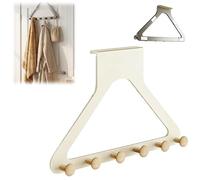 Over-the-Door Hanger Organizer,Over-The-Door Hanger Rack for Coat Hat Scarf Towels,Multi-Purpose Heavy Duty Doors Hanger Rack with 6 Hooks for Bedroom, Bathroom,and Entryway (Cream)
