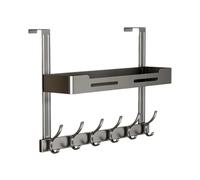 Over The Door HooksOver The Door Organizer - 2 Tier Rack | 6 Aluminum Hooks | Heavy Duty Rustproof Hanging Storage, Fits 4.1-4.5cm Doors, No Drilling Needed, For Bathroom Bedroom & Laundry Room
