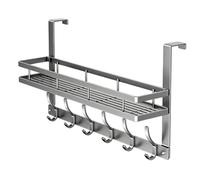 Over The Door Organizer | with Basket and Hooks Heavy Duty Carbon Steel Han