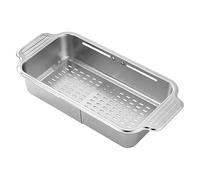 Over the Sink Dish Drainer, Adjustable Kitchen Drying Rack with Colander Basket, Multi Use Strainer Drain Stopper, Rust Resistant Design, Grey 1 Pack, for Washing Dishes, Fruits, Vegetables on Home,