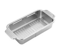 Over the Sink Dish Drainer, Regolabile Kitchen Sink Drying Rack, Removable Colander Basket, Non Slip Grip Edges, Expandable Size, for Countertop Washing Bathroom Fruit Storage17.13 Inches