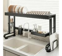 Over The Sink Dish Drying Rack, Double Layer Carbon Steel Kitchen Organizer, Space-Saving Dish Drying Shelf for Kitchen Sink, for Dishes, Glasses, Bowls Cutlery(Single Layer,96cm/37.8in)
