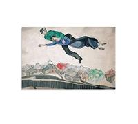 Over The Town by Marc Chagall - Poster estetici per la stanza, su tela, decorazione da parete, stile retrò, per cucina, sala da pranzo, 40 x 60 cm