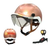 Overade Innovazione francese - Casco Life con Visiera, con potente illuminazione anteriore/posteriore, telecomando lampeggianti ossimote incluso, funzione luce stop inclusa, taglia unica. (Copper