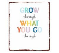 Overcome and Grow Tin Sign 12x8 Inch