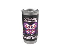 Overdose Consapevolezza Farfalla Nastro Viola Salvataggio Vite Bicchiere termico in acciaio inox doppia parete