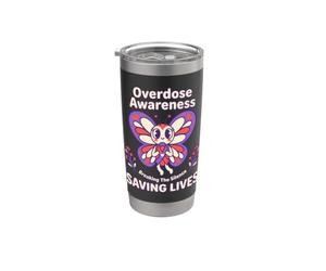 Overdose Consapevolezza Farfalla Nastro Viola Salvataggio Vite Bicchiere termico in acciaio inox doppia parete