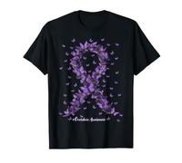 Overdose Consapevolezza Farfalla Nastro Viola Tossicodipendenza Maglietta