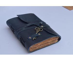 OVERDOSE Deckle Blue Con Chiave Riviste In Pelle - Vintage Deckle Leather Journal Diario Di Viaggio & Sketch Diary Sketchbook Book Of Shadows Vintage Deckle Edge - 5 X 7 Pollici | 12 X 17 Cm | A6