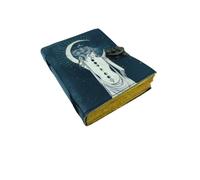 OVERDOSE Diario in pelle con stampa UV con design Lady With Moon e chiusura a C in ottone - Carta vintage sfoderata fatta a mano | Quaderno di schizzi e taccuino - 6 x 8 pollici | 15 x 20 cm | A5