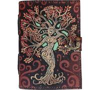 OVERDOSE Mother of Earth Design Handmade Red vintage leather journal • Deckle edge paper, Blank spell book of shadows grimoire journal Talisman Prints - 6x8 inches|15x20 cm|A5