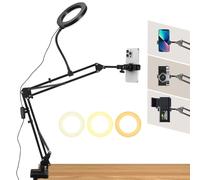 Overhead Treppiede Cellulare con Luce ad Anello, Luce ad Anello LED con Supporto Cellulare, Supporto per Fotocamera in Testa con Anello Luminoso, per Selfie YouTube TikTok Live Stream Cooking