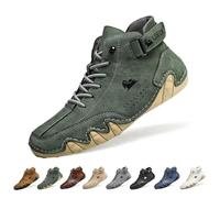 Overhil1s Men's Handmade Suede High Boots, Waterproof Lightweight Non-Slip Unisex Outdoor Breathable Beck Shoes for Hiking, Camping & Driving Barefoot Shoes(Verde,42 EU)