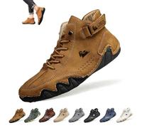 Overhil1s Men's Handmade Suede High Boots, Waterproof Lightweight Non-Slip Unisex Outdoor Breathable Beck Shoes for Hiking, Camping & Driving Barefoot Shoes(Light Brown,44 EU)