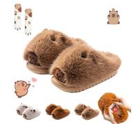 Overhil1s Pantofole Capibara da donna, 2026 Pantofole invernali carine, comode e morbide, antiscivolo, calde, divertenti, a forma di animale Capibara, in peluche(Light brown,40-41 EU)