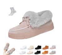 Overhil1s Stivali invernali da donna 2026 Stivali da neve Stivaletti Comodi Caldi Foderati in Pelliccia Antiscivolo Mini Classici Corti Slip-On da Esterno Scarpe Leggere Basse(Gray1,37 EU)