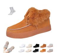 Overhil1s Stivali invernali da donna 2026 Stivali da neve Stivaletti Comodi Caldi Foderati in Pelliccia Antiscivolo Mini Classici Corti Slip-On da Esterno Scarpe Leggere Basse(marrone,40 EU)