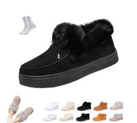 Overhil1s Stivali invernali da donna 2026 Stivali da neve Stivaletti Comodi Caldi Foderati in Pelliccia Antiscivolo Mini Classici Corti Slip-On da Esterno Scarpe Leggere Basse(Black1,38 EU)