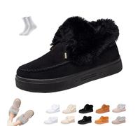 Overhil1s Stivali invernali da donna 2026 Stivali da neve Stivaletti Comodi Caldi Foderati in Pelliccia Antiscivolo Mini Classici Corti Slip-On da Esterno Scarpe Leggere Basse(nero,36 EU)