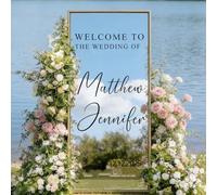 OVERHYPZ Adesivi Personalizzati per Cabine Fotografiche Matrimoniali, Decalcomanie Personalizzate per Specchi con Hashtag E Data, Decorazioni Divertenti per Gli Ospiti E Foto sui Social Media