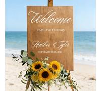 OVERHYPZ Decalcomania for Matrimonio Personalizzata, Cartello di Benvenuto Personalizzato Happy Ever After con Nomi E Data - Adesivo in Vinile for Reception, Specchio for Selfie E Decorazioni(XL)