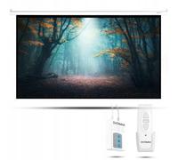 Overmax Schermo Proiezione Automatico Sospeso 120" Pollici con Telecomando 266x149cm Dimensioni, 4K Full HD 16:9 Proporzioni, Avvolgimento Dello Telo Automatico Elettrico Lunghezza Dello Regolabile