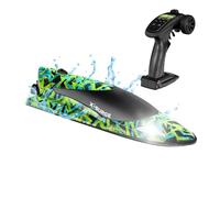 OVERMAX X-SURGE Barca da Corsa RC Telecomandata con Luce LED 35 km/h 1200 mAh Batterie 30 min di Divertimento Controllo Velocità Portata fino a 100 m, Giocattolo per Piscine e Laghi