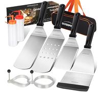 Overmont 9 Pezzi Set Barbecue Professionale Spatola Acciaio Inox Cucina Kit di Accessori per Grill, Ideale per Griglia, Cucina da Campeggio,Impasto Pizza,Feste All'aperto