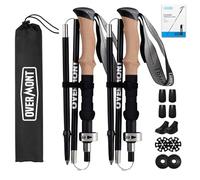 Overmont Bastoni Trekking e Escursionismo Pieghevoli in Alluminio Ultraleggeri - Regolabili 110-125 cm - 1 Paio Nordic Walking con Accessori Tutti i Terreni - Montagna, Neve - Nero
