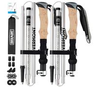 Overmont Bastoni Trekking e Escursionismo Pieghevoli in Alluminio Ultraleggeri - Regolabili 110-125 cm - 1 Paio Nordic Walking con Accessori Tutti i Terreni - Montagna, Neve - Grigio