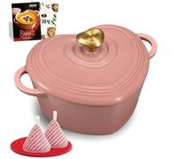 OVERMONT Casseruola Cuore in Ghisa Smaltata, 1,9 L, Rosa Antico