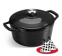 OVERMONT Cocotte in Ghisa Smaltata con Coperchio, 28 cm, Grigio Grafite | Calore uniforme per stufare, arrostire e cuocere il pane; per tutti i piani cottura e forno fino a 260 °C, accessori inclusi