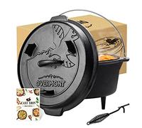 OVERMONT Forno Olandese in Ghisa - Pre-Stagionato Casseruola in Ghisa - Dutch Oven con Sollevatore Coperchio - Pentola per BBQ Campeggio Cucina - 4.2L Ø 24CM