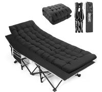 OVERMONT Lettino da Campeggio Brandina Pieghevole - Letto Pieghevole Portatile Singolo con Materasso - XL Caricabile Fino 250 kg - con Tasca Laterale per Esterni Viaggi Spiaggia Giardino Ufficio