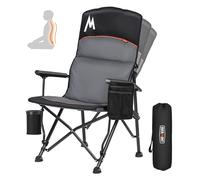 OVERMONT Sedia da campeggio oversize per adulti, resistente sedia pieghevole supporta 226,8 kg, sedia da prato con schienale regolabile e tasca laterale, per esterni, spiaggia, pesca, giardino