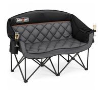 OVERMONT Sedia da campeggio doppia oversize - Divano comodo per 2 persone per adulti - Sedie da prato resistenti con borsa refrigerante e portabottiglie - Supporto 385,6 kg nero