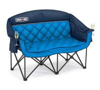 OVERMONT Sedia da Campeggio Oversize per 2 Persone - Divano da Campeggio Doppia per adulti - Sedie da Esterno Resistenti con Schienale Alto e Imbottito - Supporto Fino a 385 kg Blu