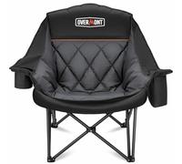 OVERMONT Sedia da Campeggio Pieghevole Oversized 204kg - Sedie da Pesca Pieghevoli con imbottitura Borsa Termica Portabicchieri - Poltrona Portatile per Esterno Interno Giardino Picnic Nero