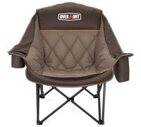 OVERMONT Sedia da Campeggio Pieghevole Oversized 204kg - Sedie da Pesca Pieghevoli con imbottitura Borsa Termica Portabicchieri - Poltrona Portatile per Esterno Interno Giardino Picnic Khaki