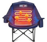 Overmont Sedia da Campeggio Riscaldata XL-3 Livelli di Riscaldamento,Seduta e Schienale Indipendenti - Portata Massima 181 kg,Poltrona Pieghevole da con Imbottitura - per Esterni,Interni,Campeggio,Blu